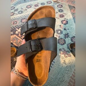 Black Leather Sandals with Buckles